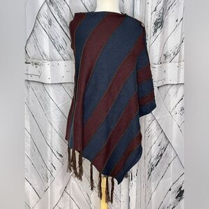 Curations striped knit poncho